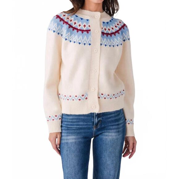 PINCH Sweaters - NEW PINCH hilda nordic button down cardigan in beige